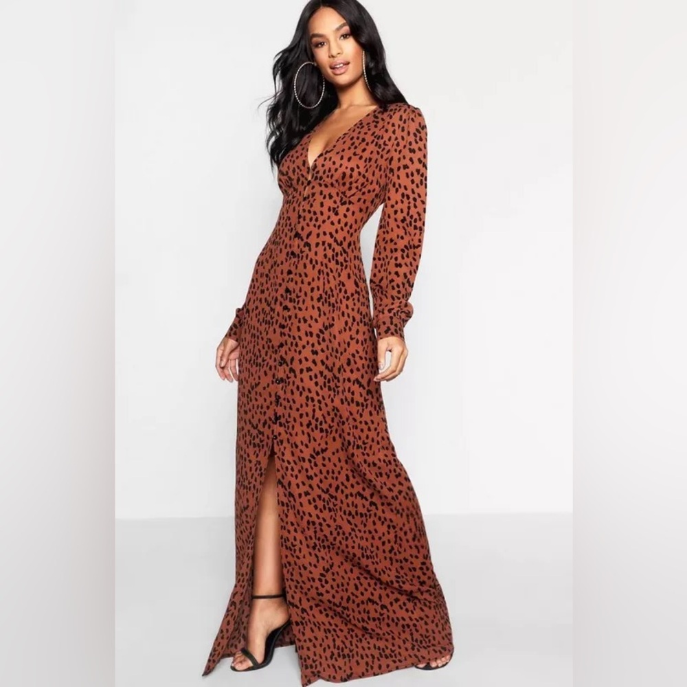 Boohoo Tall Animal Print Maxi Dress
